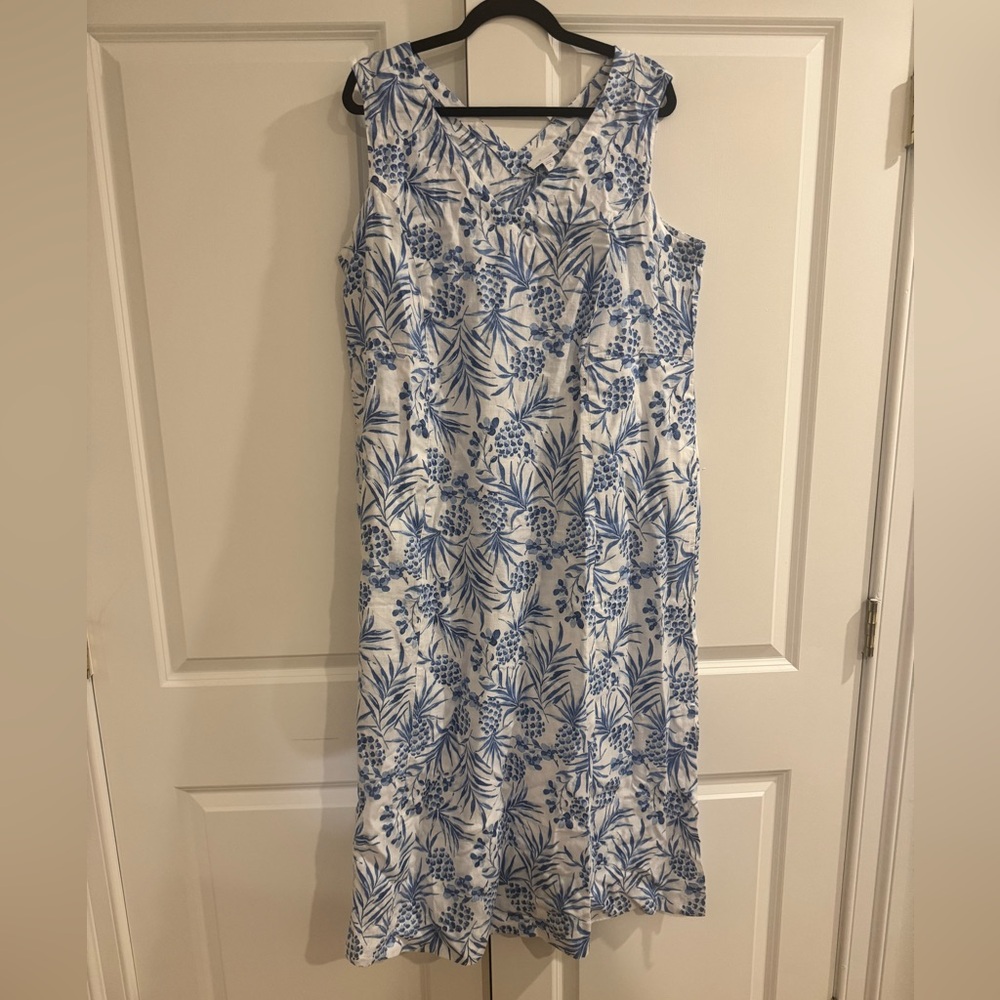 J.Jill Love Linen Botanical Print Sleeveless Dress – Size XLT – NWT